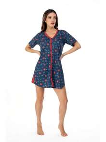 Whispers Pijama Mujer Algodón De Alta Calidad Tipo Camisón con Diseño Marca, Prenda De Calidad Cuidadosamente Manufacturada - 7152 - Azul Marino - Ver 2