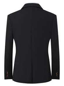 Men's Suit Jacket Solid Color Long Sleeved Suit Can Be Paired With Trousers, Business Simple Versatile Work Clothes, Single Button Cardigan - 黑色 - 查看 2