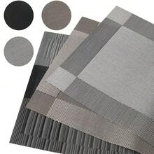 6 Set Placemats And Coasters Non-Slip Washable Dining PVC Table Mats - Black - View 2