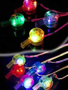 6pcs-LED Light Up Whistle, Glow Whistles With Lanyard Necklace, Glowing In The Dark Flashing Atmosphere Whistle For Adults Birthday Party Favors, Goody Bag Fillers, Thanksgiving Day Festival Party Gifts,Surprise Gifts, Autumn Decorations, Game Props, Indoor And Outdoor, Colorful Whistles, For Glow Party Supplies Return Gifts (Random Color) - Multicolor - View 6