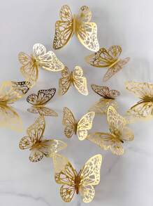 12 pièces Stickers muraux papillons 3D creux, pour décoration de gâteau, décoration de mariage, maison et salon, décoration d'anniversaire, stickers, décalcomanies murales, décoration pour la maison, décoration de fête pour l'intérieur et l'extérieur, articles de décoration de printemps, rafraîchissez votre maison, stickers de décoration de fête, cadeaux d'été, plage, rentrée scolaire, fournitures scolaires, décoration de chambre, cadeaux de remise des diplômes, décoration murale personnalisée