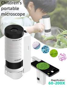 1 szt. Dziecięcy przenośny mikroskop 60X-200X Zestaw do eksperymentów naukowych, zabawka edukacyjna dla chłopców i dziewcząt, prezent dla uczniów szkół podstawowych