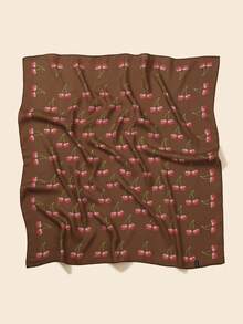 1pc Cute Cartoon Cherry Pattern Personalized Bandana, Decorative Faux Silk Scarf - A - View 6