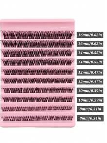 110 片睫毛簇 8-16 毫米单根睫毛自然卷曲蓬松纤细交叉簇状睫毛 DIY 睫毛延长