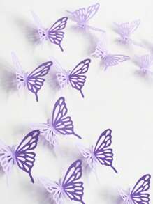 20 pièces Papillons violets découpés au laser creux, décoration murale de fête de mariage, fleurs décoratives, autocollantes