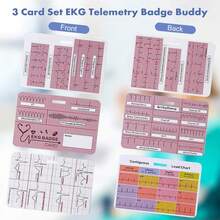 EKG Badge Card EKG Badge Buddy Nursing Reference Interpretation ECG Ruler Measurement Cardiac, Cheat Sheet Nurse Accessories For Work Stemi Telemetry Interpretation 12 Lead ECG Rate Pocket Cards - 黑色 - 查看 5
