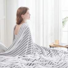 Super Soft King Blanket Pink Premium Silky Flannel Fleece 3D Ribbed Jacquard Lightweight Bed Blanket All Season Use (Pink Ribbed, King(90"X110")) - 黑白羅紋 - 查看 7
