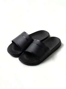 Disney Men's Simple Strap Slide Slippers, Quiet Indoor Home Slip Resistant Bathroom Bathroom Solid Color Sandals