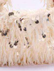 1 件优雅亮片装饰迷你手提包，闪亮简约女士晚间手拿包，适合派对和活动（迷你晚间包可容纳口红、手机和其他小物品）