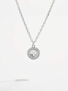 1 pieza Collar de moda de plata de ley 925 con diseño circular hueco de serpiente elegante y minimalista, un regalo sofisticado para mujeres para uso diario, citas o fiestas