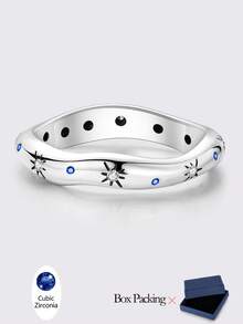 1 Pc 925 Sterling Silver Women Finger Rings Original Colorful Cubic Zirconia Shine Starry Dreamcatcher Elegance Fine Jewelry Fits Daily Party Shopping Wear