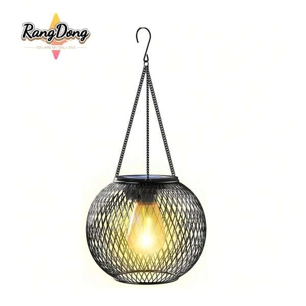 RANGDONG 1/2 lanternas solares, luz de decoração suspensa de metal, luz de caminho para iluminação de quintal, decoração externa, lâmpada suspensa, luz de jardim à prova d'água IP65, adequada para caminhos, trilhas pequenas, decoração de atmosfera festiva