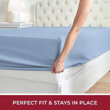 Mellanni King Fitted Sheet - Iconic Bedding Sheets With Up To 16 Inch Deep Pocket - Soft & Cooling - Fade & Stain Resistant - 1 PC (King, Light Blue) - 1573 Blue Hydrangea - View 5