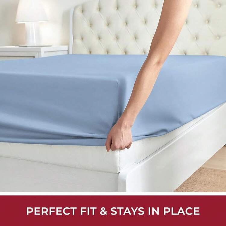 Mellanni King Fitted Sheet - Iconic Bedding Sheets With Up To 16 Inch Deep Pocket - Soft & Cooling - Fade & Stain Resistant - 1 PC (King, Light Blue) - 1573 Blue Hydrangea - View 5
