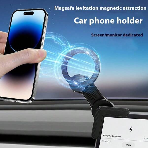 New Magnetic Floating Screen Car Phone Holder, Car Phone Mount Stand, Rotating Adjustable Fit For Most Vehicles Compatible With IPhone, Android Phone, Gift For Birthday, Family, Friends Car Accessories