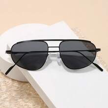 Retro Small Frame Double Bridge Round Face Women Fashion Glasses Aviator Shape Shades - Multicolor - View 2