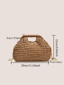 BAILEE 1 Pc Fashionable Handheld Woven Bag Spring/Summer New Style Simple Vacation Travel Beach Paper Woven Crossbody Popular Shoulder Bag For Vacation Travel&Fashionable Clothing Matching&Going Shopping With Friends