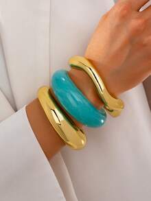 Set de 3 brazaletes de mujer con pulseras de resina gruesas y apiladas, joyería de uso diario