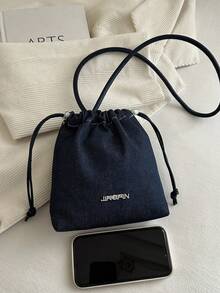 草莓时尚新款单肩斜挎手提包抽绳装饰水桶包简约别致小向日葵单肩包上班/通勤