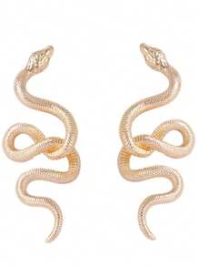 ZAA Snake Shaped Exaggerated Earrings, Fashionable And Niche, With Alloy Texture And Snake Shaped Exaggerated Earrings That Are Versatile, Personalized And Designed For Women