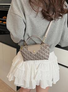 Bolso tipo "dumpling" de tela contrastante, versátil y casual para mujeres. Bolso cuadrado minimalista de nailon. Bolso de mano con asa de moda, bolso de estilo retro con correa extraíble. Bolsos para adolescentes, mujeres universitarias, novatas y trabajadoras de cuello blanco, perfecto para la oficina, la universidad, el trabajo, los negocios y el traslado.