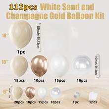 112pcs Gold, White And Transparent Latex Balloons - With Champagne Gold Metallic Balloons - Perfect For Boys Girls Children Birthday, Wedding, Bridal Shower, Graduation, Home Decor And Celebration, Celebration Decor Collection - Mixed Colors - View 2