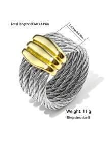 1 件复古经典夸张不锈钢戒指，设计师灵感珠宝，适合女性日常佩戴，送给妈妈、爱人、朋友、节日、派对的礼物 - 彩色 - 查看 8