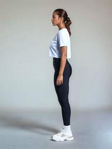 FITNATION Women's Dryfit Fitness Cropped T-Shirt With Short Sleeves, Ideal For All Sports - Màu xanh nhạt - Xem 3