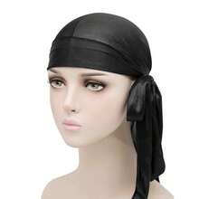 Kit 2 Durag Kingstyle Caps 90cm 25cm Waves Hip Hop - 黑與白 - 查看 2