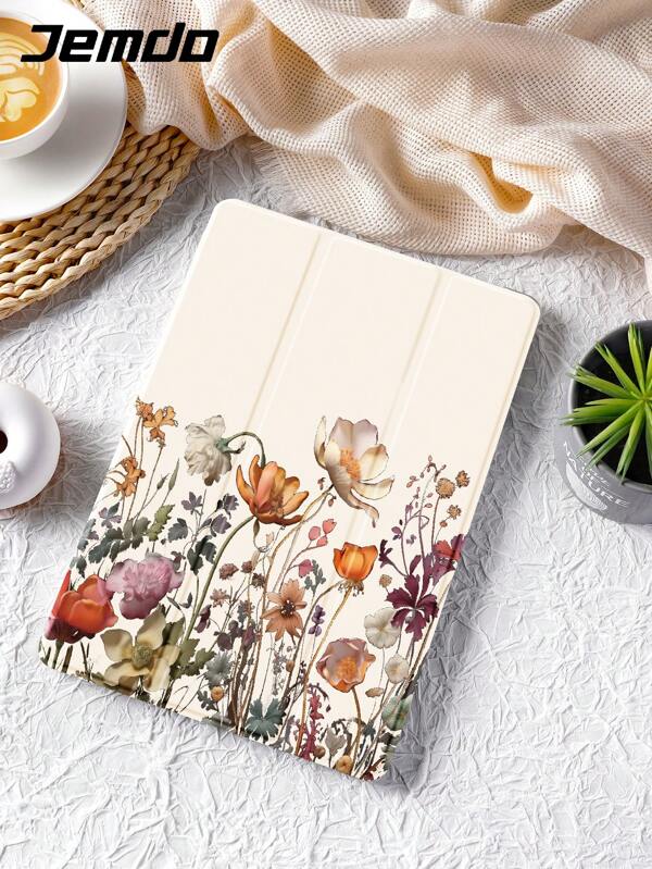 1pc Floral Pattern Flat Protective Case/Cover Compatible With IPad 10.2", IPad Pro 11" 2021/2020/10th Gen, IPad Mini 6, IPad 5th Gen (9.7"), IPad Air 5th Gen 2022, With Pencil Slot, Shockproof, Auto Sleep/Wake