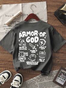 青少年女孩新款夏季休闲圆领短袖 T 恤，年轻学生服装，女孩上衣 - 深灰色 - 查看 3