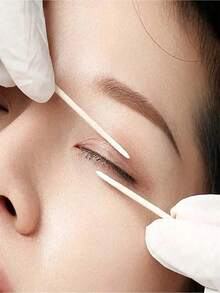 500/300/100 chiếc tăm bông vệ sinh đầu đơn, đầu bút chính xác kèm que giấy trang điểm, bút kẻ lông mày bằng gỗ, bút kẻ mắt, son môi, que vệ sinh đầu nhọn, dụng cụ gắn mi giả - Màu be - Xem 5