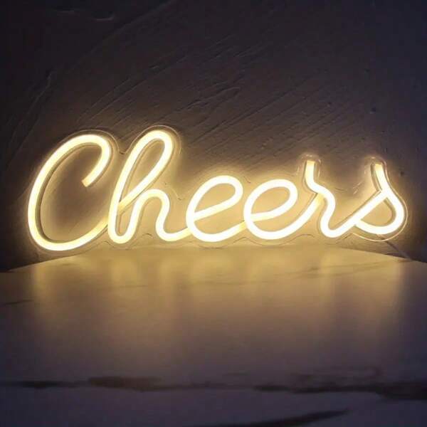 USB betriebenes "Cheers" Neon Schild LED Neonlicht Dekoschild für Wand, Party, Zuhause, Raum, Club, Hochzeit, Weihnachtsparty, Bar, Junggesellenabschied