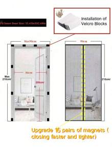 1 pieza Puerta de pantalla magnética auto sellante, puerta de malla resistente con cierre magnético para evitar que entren insectos, pantalla retráctil con puerta corredera de malla
