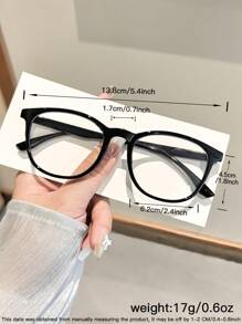1 pieza Gafas de mujer con montura cuadrada de acrílico negro de estilo casual y ligero para usarlas con ropa diaria, decoración, uso estudiantil diario y regreso a la escuela
