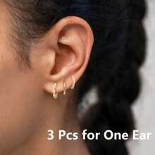 3 pièces Boucles d'oreilles dorées élégantes et brillantes pour femmes, ensemble de boucles d'oreilles dorées pour dames décorées de zircone cubiques en laiton, convient pour le port quotidien, les anniversaires, les fêtes, les vacances et les cadeaux de célébration