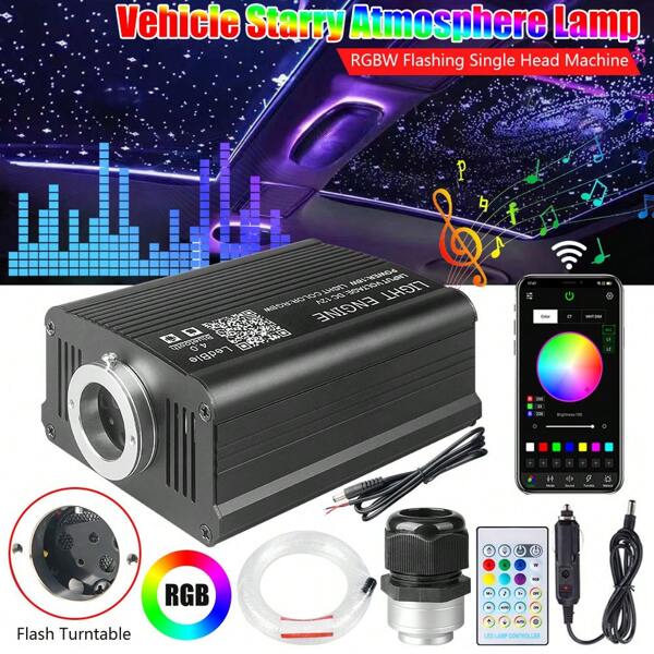 Bluetooth RGBW Twinkle LED Fibre Optic Star Ceiling Lights Kit App / Remote Control Mixed 300 Pieces 3m for Home/Car