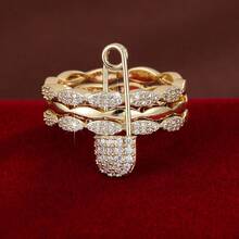 1 buah Cincin Sederhana 3 Lapis yang Dapat Dipisahkan dengan Batu Zirkonia Sintetis untuk Wanita - MultiWarna - View 7