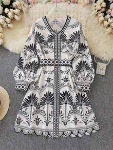 Printed Beach Loose Short Mini Dress