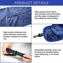 One Refillable Travel Pillow For Extra Luggage, Refillable And Adjustable Neck Size, Can Store Clothes, No Extra Baggage Fee, An Essential, Soft Velvet Pillowcase, No Filling. (Neck Pillow, Travel Pillow) - 黑色 - 查看 6
