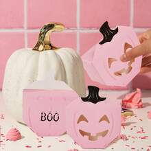 10/20 Pcs Halloween Party Favor Boxes Pink Pumpkin Paper Gift Box Trick Or Treat Theme Treat Boxes Gift Wrapping Box For Shower Halloween Party Decorations - Pink - View 10