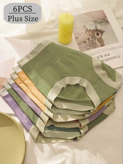 6 pezzi Mutande modellanti vita alta senza cuciture, taglie forti per donne