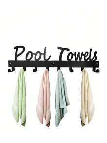 1pc Wall Mount Towel Rack Towel Holder,Pool Towel Hooksfor Robe, Towel, Coat, Swimsuit, Umbrella, Bag, Keys, Bathroom Carbon Steel Hanger Organizer Indoor Outdoor