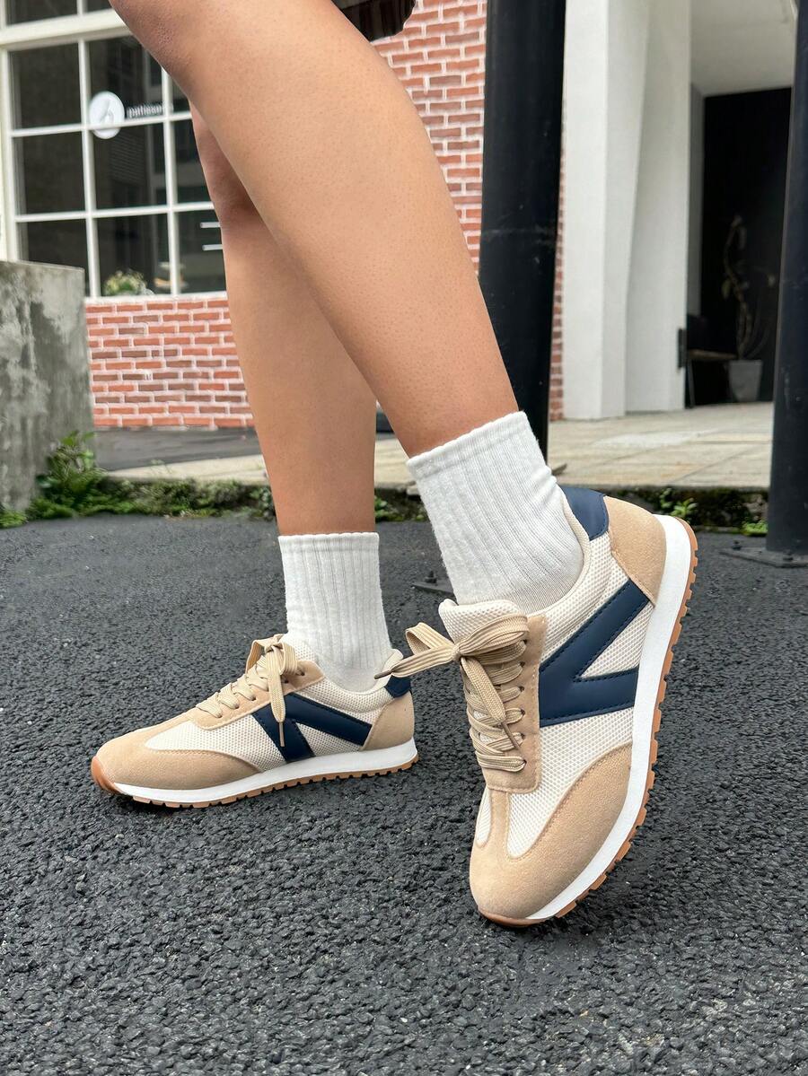 DareSee Fashionable Women Party Casual Beige Mesh Sneakers, Lightweight And Comfortable Ladies Running Shoes Music Fest Y2KFest Back To School Autumn Winter Gifts - Beige - View 1