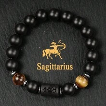 10mm Beaded Bracelets For Men Women Couple Black Punk Streetwear Tigers Eye Bangles Gifts For Boyfriend Constellation Aries Taurus Gemini Cancer Leo Virgo Libra Scorpio Sagittarius Capricorn Aquarius Pisce Zodiac Lover Accessories Jewellery