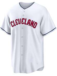 Personalisiertes Namen- und Nummern-Herren Baseball Trikot, Cleveland Weiß V-Ausschnitt, personalisiertes kurzärmeliges Knopfhemd für Partys, Spiele, Training, Sportbekleidung, Größen S-XXL