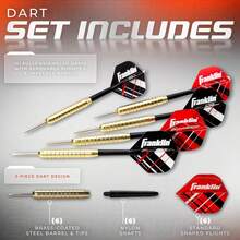 Sports - Juego de 6 Dardos de Acero de 18 Gramos de Dardos de Nailon estándaríbles y barriles de latón - Juego de Dardos Completo Ligero, Rojo/Negro - 1 - Ver 3