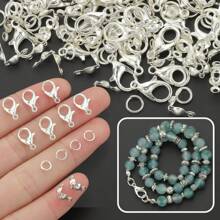 150pcs Golden/Silver/KChrome Gold/White/Gun Black/Random Color Zinc Alloy Lobster Clasp, Jump Ring And Findings Set For DIY Keychain, Key Rings, Bead Stringing, Pendants, Jewelry Craft Making Supplies
