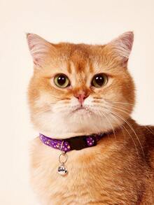 PETSIN 1pc Star & Moon Design Pet Collar With Cat Buckle & Reflective Strap For Cats And Dogs - Purple - View 2