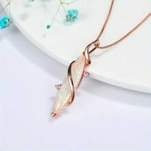 1-Piece Elegant Rose Gold Opal Pendant Necklace For Women Glamorous Chic Jewelry For Date & Evening Events - Vàng hồng Opal trắng - Xem 9